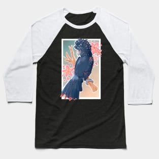 Red Tailed Black Cockatoo with Plumeria Baseball T-Shirt